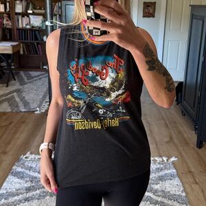 Harley-Davidson Black Tank with Vibrant Trim Sz. Large